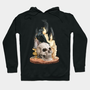 Skull And Crow in Candlelight Hoodie